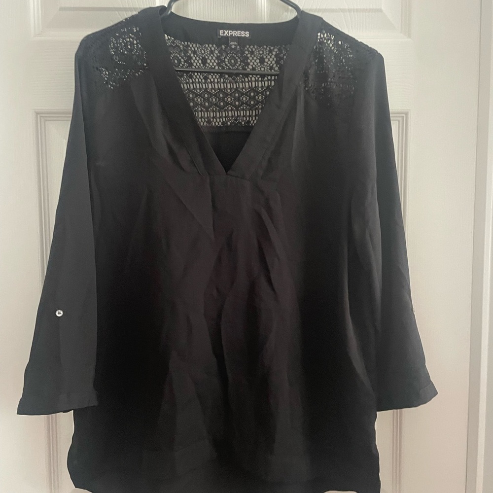 Express 3/4 sleeve black blouse